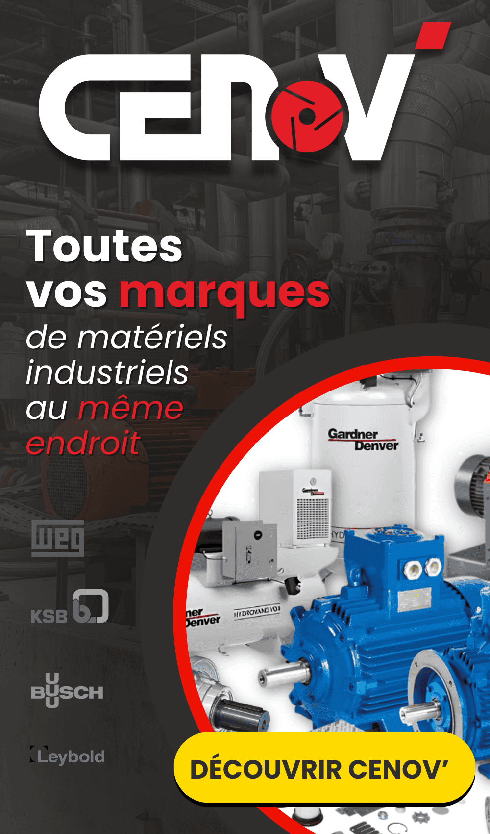 Cenov Distribution, achat de matériel industriel, moteur, pompe à vide, pièces de rechange